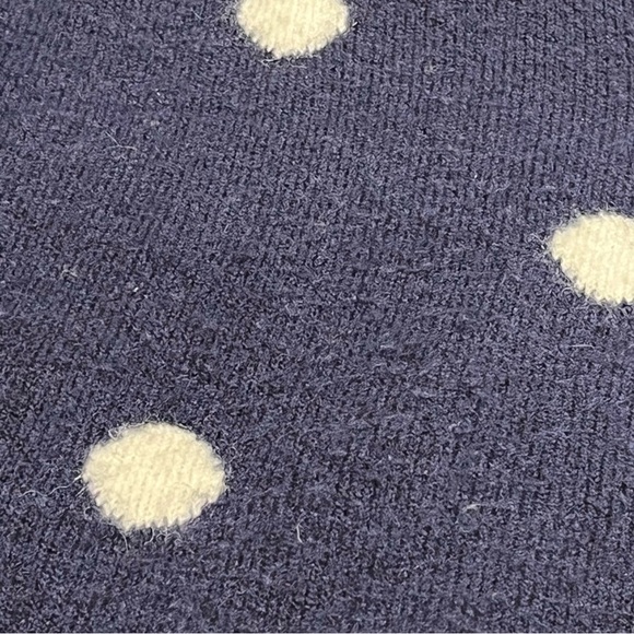 J. Crew Navy Polka Dot Sweater Merino Wool Alpaca Dark Blue Warm Pullover Medium - Picture 13 of 14